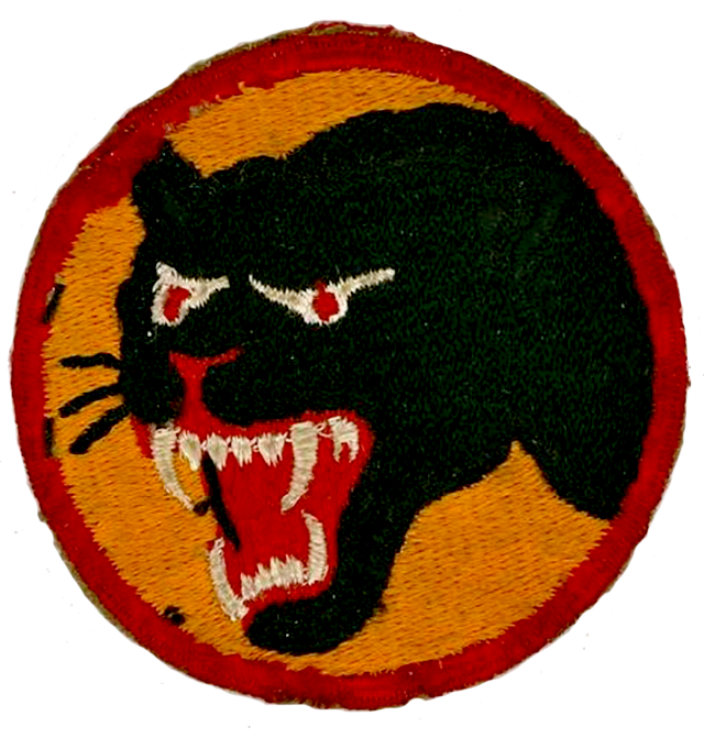 66th Infantry Division (Black Panthers) Shoulder Patch, ca. 1939-45, fully-embroidered gold patch with multi-colored cotton/silk threads, 2 3/4 in., © Flying Tiger Antiques