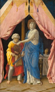 Judith with the Head of Holofernes, c. 1495-1500, Andrea Mantegna, Italian, c. 1431 - 1506, tempera on poplar panel, 12 1/8 x 7 3/4 in., National Gallery of Art, Washington DC, Widener Collection.